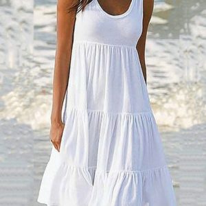 Fashion Women Casual Round Neck Loose Sleeveless Dress